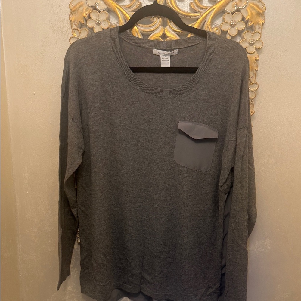 August Silk Gray Sweater with Pocket